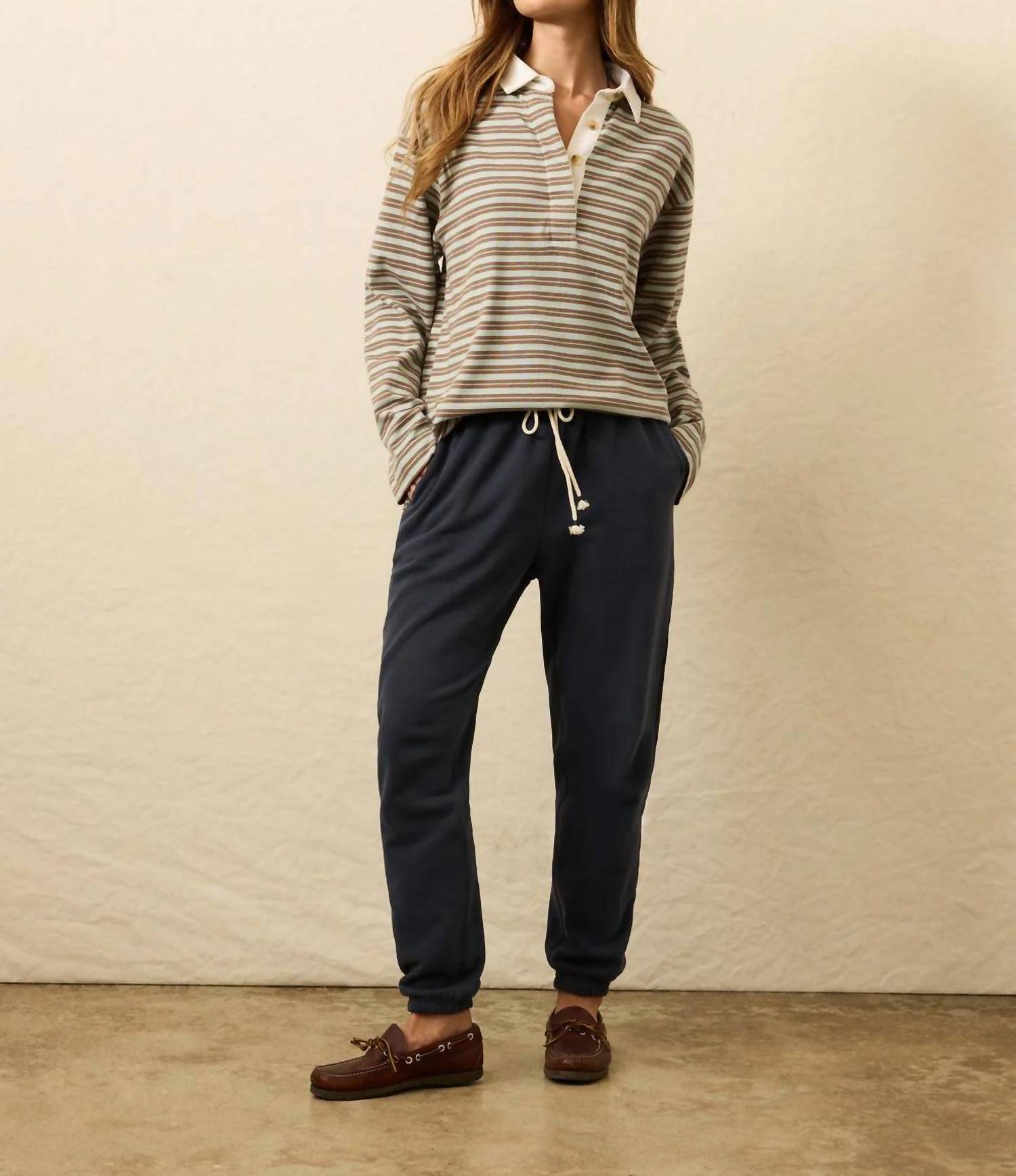 Faherty Hometown Rugby Polo in lakeshore bay stripe - women's long sleeve top - view 4