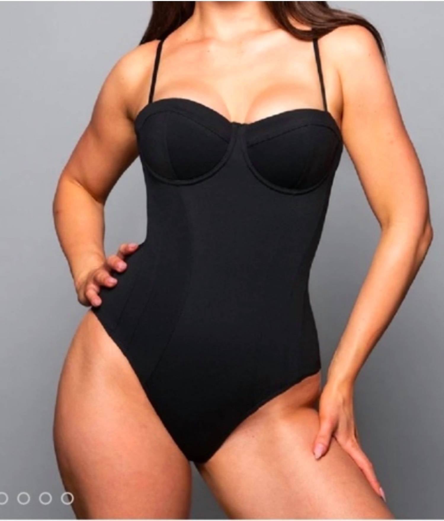 Ta3 Pushy Sculpting One Piece Swim Bodysuit in black - women's swimwear