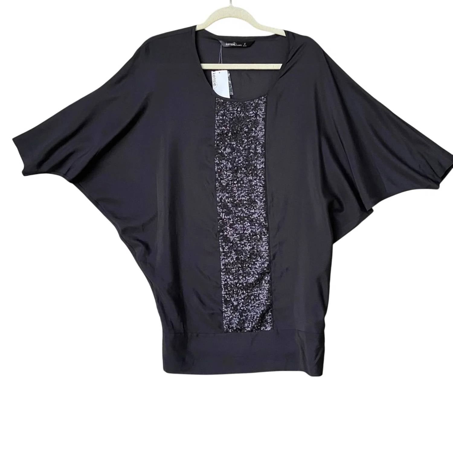 Kensie - Women's Sequin Accent Batwing Half Sleeve Mini Dress