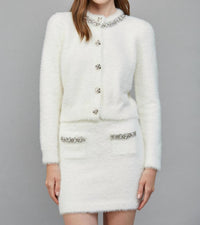Fate By Lfd - Be Jeweled Fuzzy Knit Cardigan