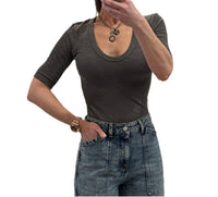 Enza Costa - Textured Rib Half Sleeve Tee
