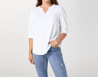 Coco + Carmen - Saylor Notch Neck Elbow Sleeve Top