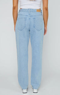 Show Me Your Mumu Icon Straight Leg Jeans in indigo rhinestone trim - women's jeans - detail view