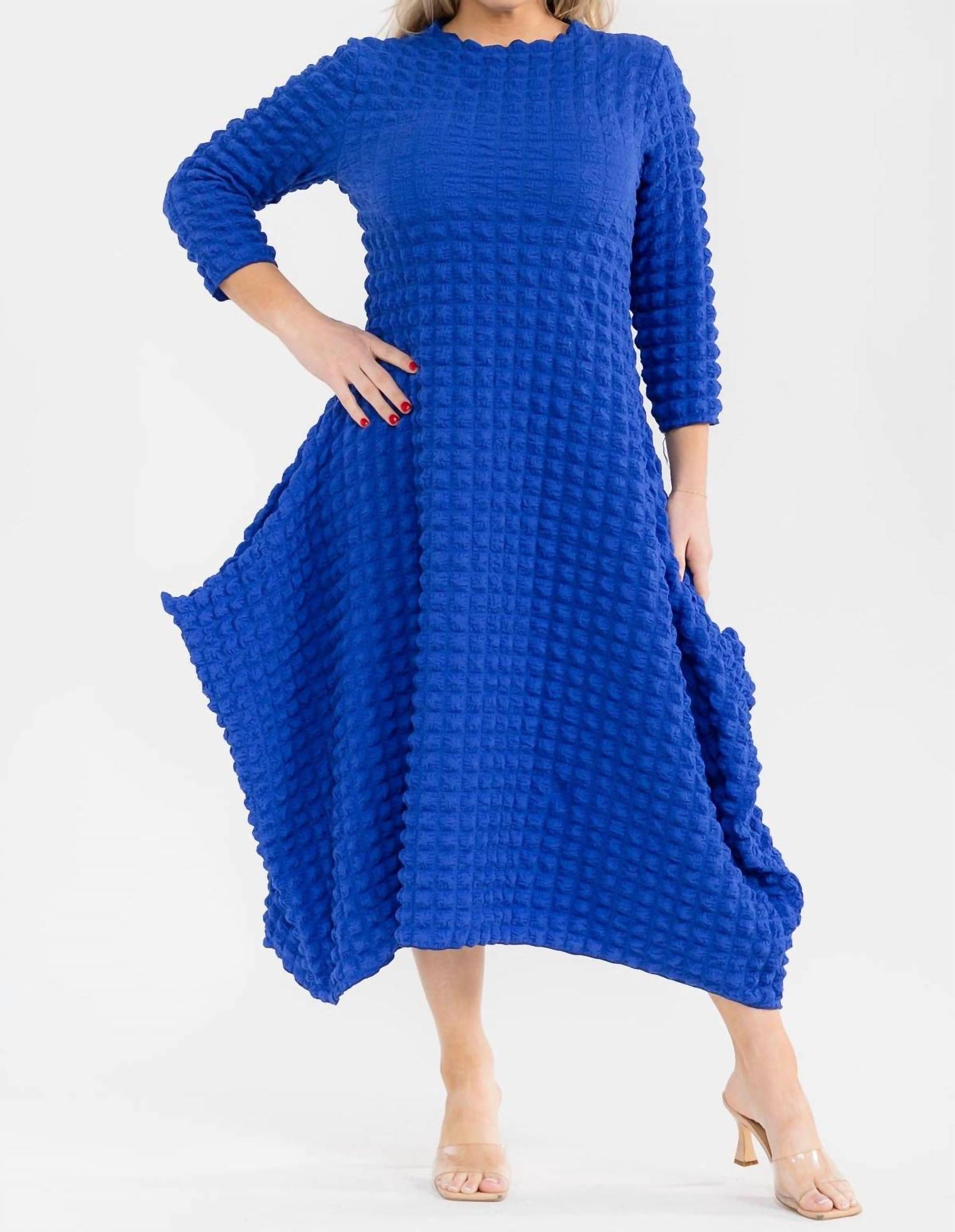 Karen T Design Bubble Popcorn Maxi Dress in blue - women's dress