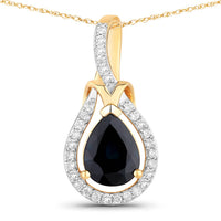 Diana M Jewels Women's Pear Natural Blue Sapphire Pendant Necklace (1.48 Ct) - Petite in 14k yellow gold - women's jewelry