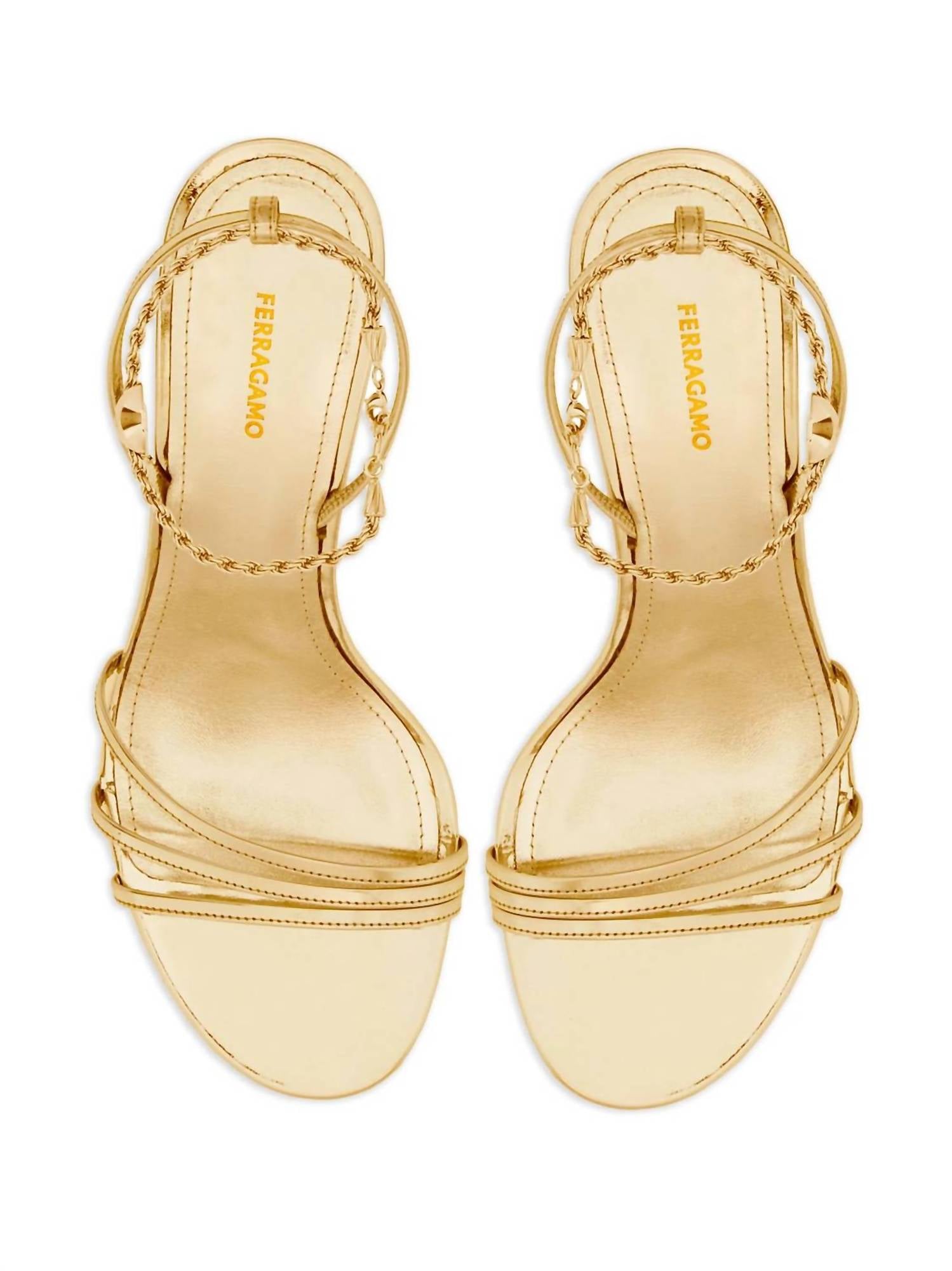 Salvatore Ferragamo Women's Denise Ankle Chain Sandal in gold - women's sandal - alternate view