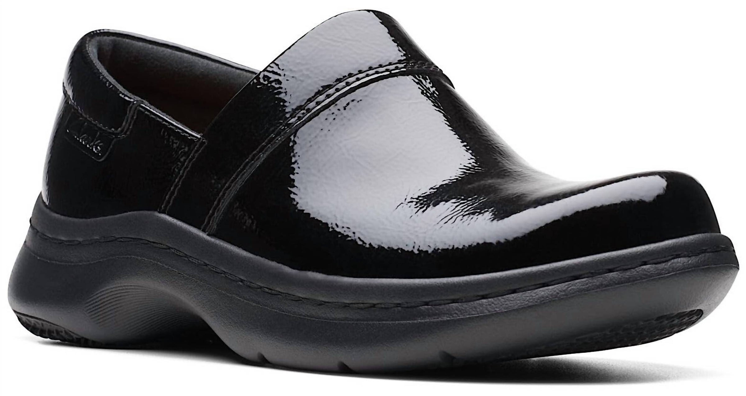 Clarks Women's Pro Gem Clog in black patent - women's shoe