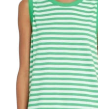 KULE Striped Tank Midi Dress in green white - women's dress - detail view