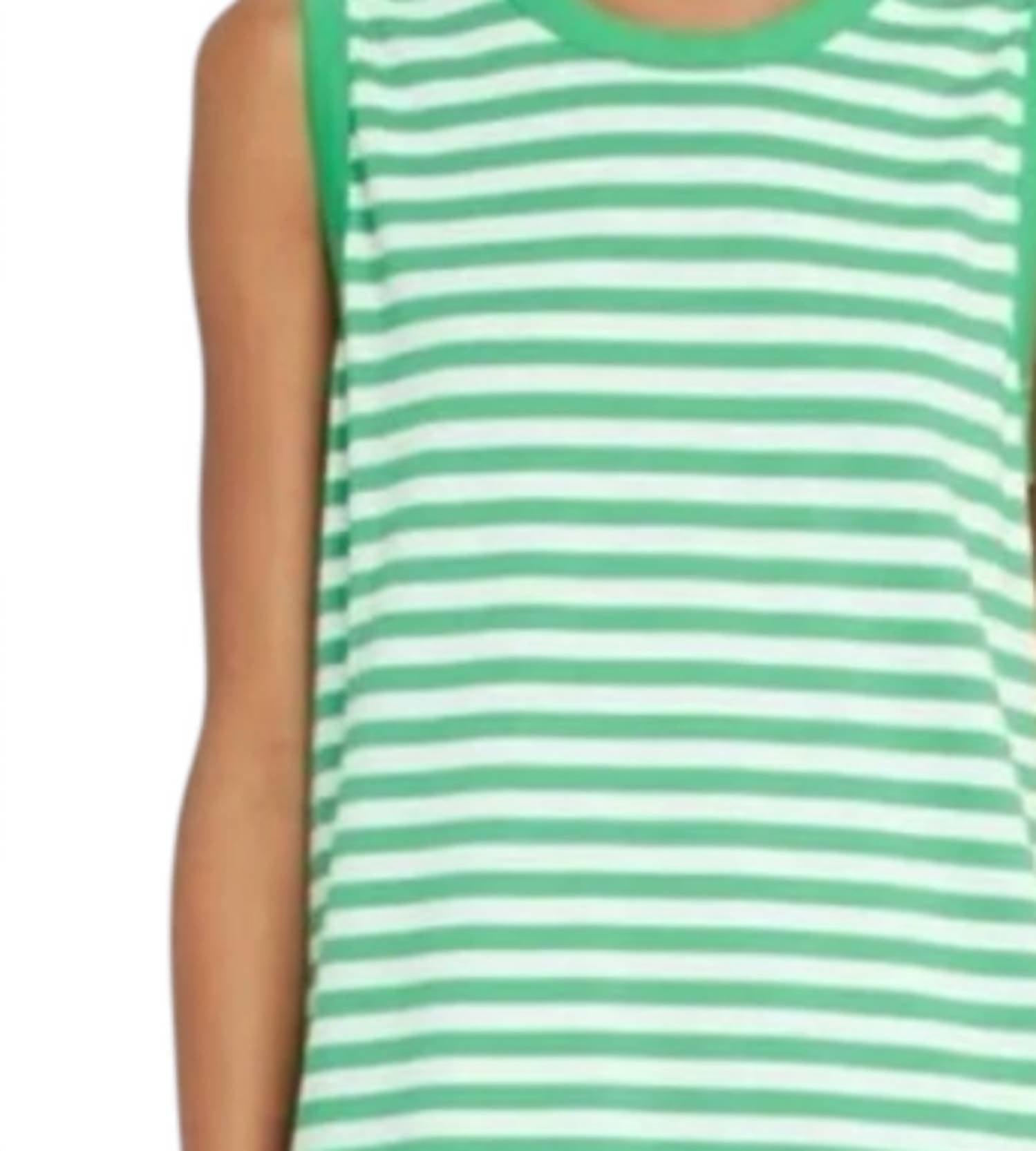 KULE Striped Tank Midi Dress in green white - women's dress - detail view