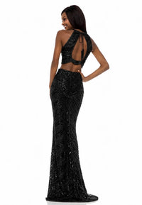 Sherri Hill Two Piece Sequin Gown in black - women's dress - alternate view