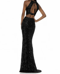 Sherri Hill Two Piece Sequin Gown in black - women's dress - detail view