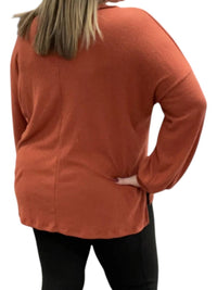 White Birch - Faux Button Henley Sweater