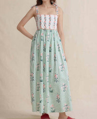 Rosa Clothing - Floral Flare Bow Tie Dress