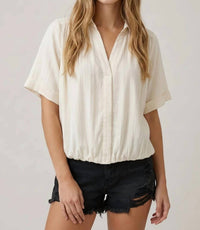 Doe And Rae - Collared Front Bubble Shirt Top