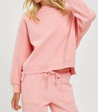 RISEN Oversized Step-hem Sweatshirt in blush - women's top - alternate view