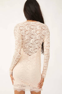 Pearl Lace Mini Dress