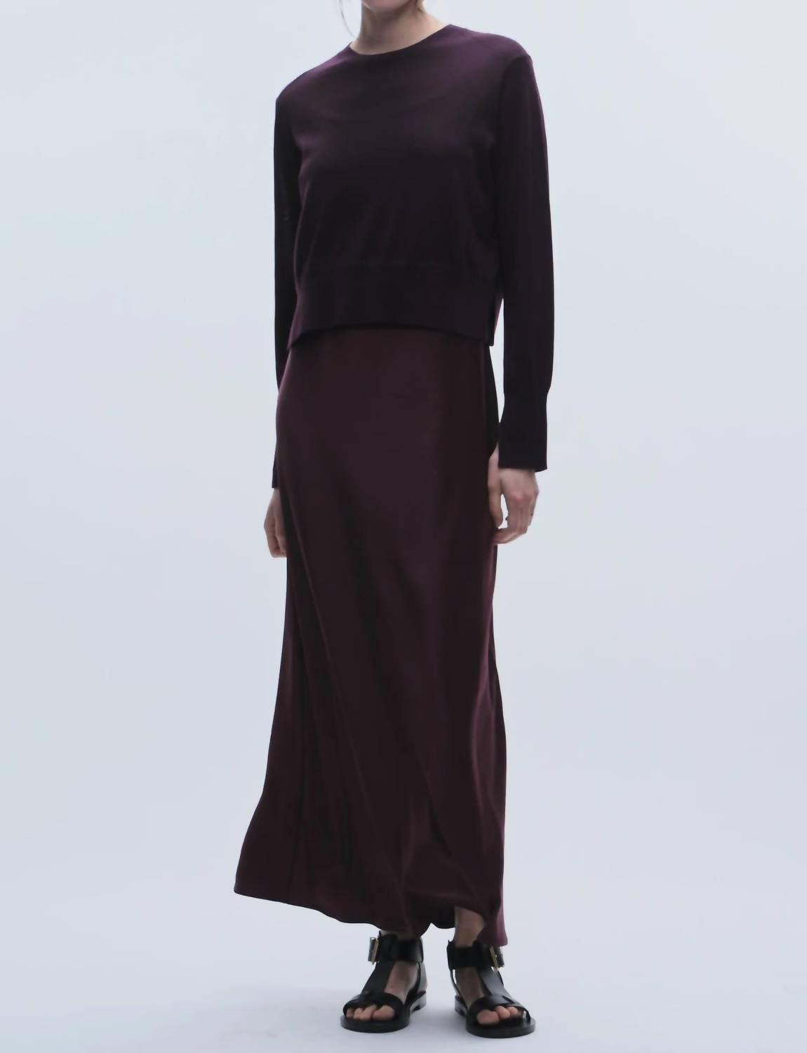 Saint Art Elodie Layered Crewneck Sweater in grape - women's sweater