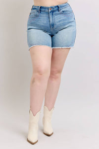 Judy Blue - High Waist Western Embroidery Cut Off Denim Shorts