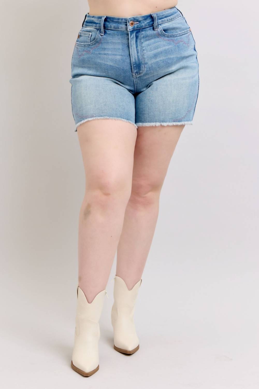 Judy Blue - High Waist Western Embroidery Cut Off Denim Shorts