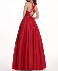 Rachel Allan - Matte Satin Halter Neck Prom Gown