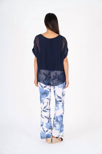 Made In Italy - Short Sleeve Woven Top