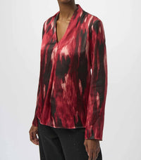 Joseph Ribkoff - Satin Abstract Print Straight Top