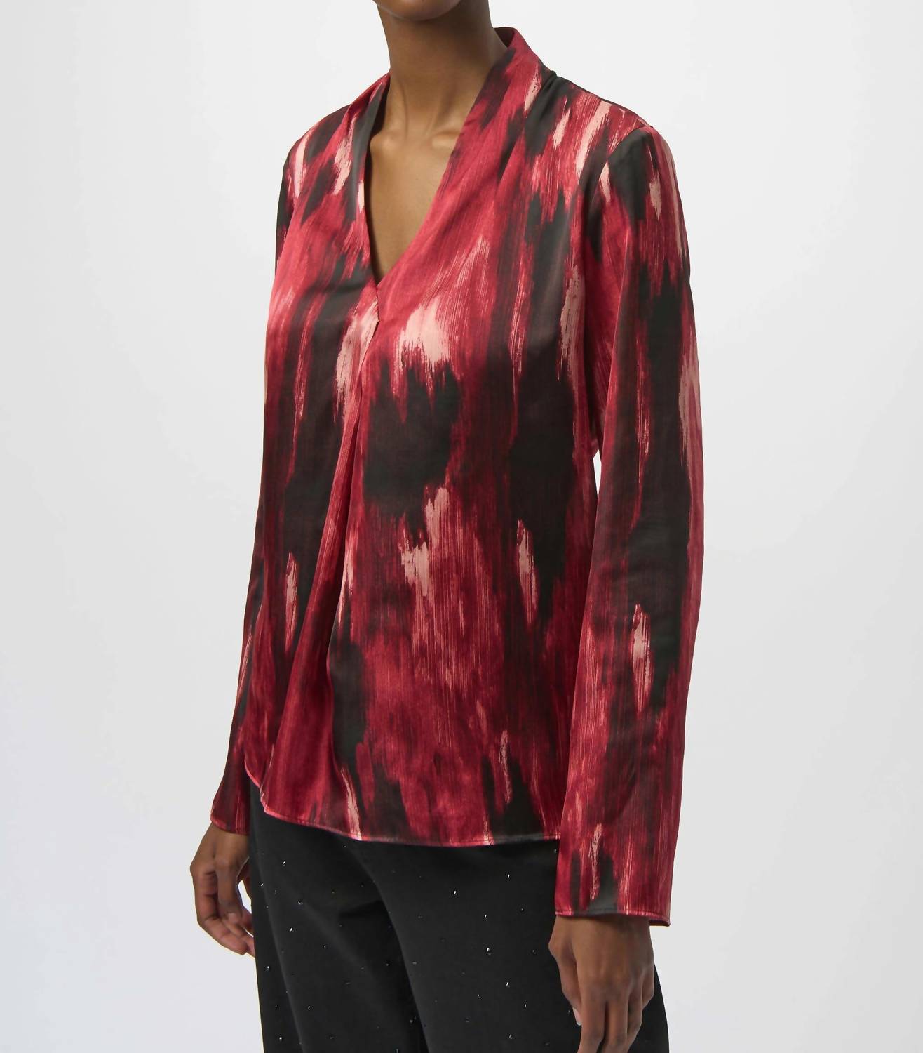 Joseph Ribkoff - Satin Abstract Print Straight Top