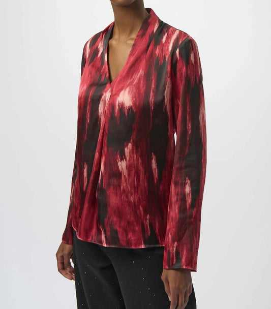Joseph Ribkoff - Satin Abstract Print Straight Top