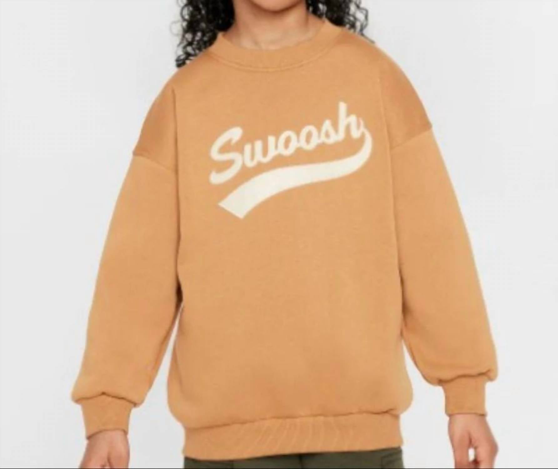 NIKE Sportswear Club Fleece Oversized Crew Neck Sweatshirt in tan - kids' shirt