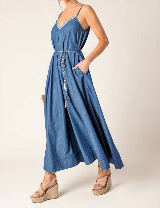 Flying Tomato - Washed Denim Midi Dress