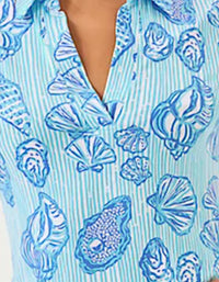 Lilly Pulitzer Mandi Mini Dress in fresh blue cool as shell - women's dress - detail view