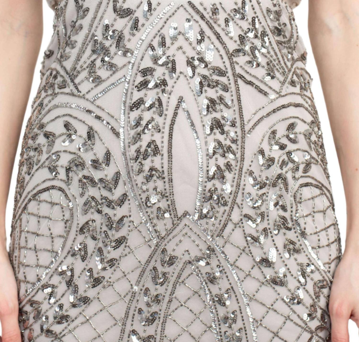 Adrianna Papell - Sleeveless Embellished Zipper Back Mesh Dress