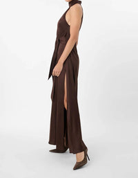 Toccin - Jocelyn Tie-Front Satin Maxi Dress