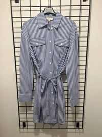 ELAN Women's Button Down Dress in navy stripe - women's dress