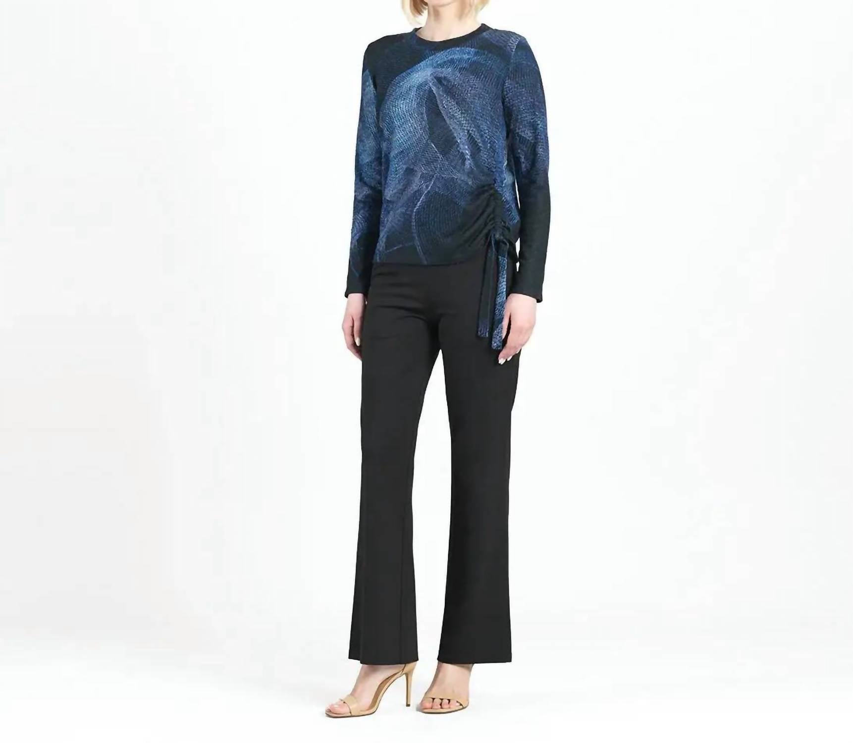 CLARA SUNWOO Lightweight Cozy Side Pull Tie Sweater Top in purple black - women's sweater
