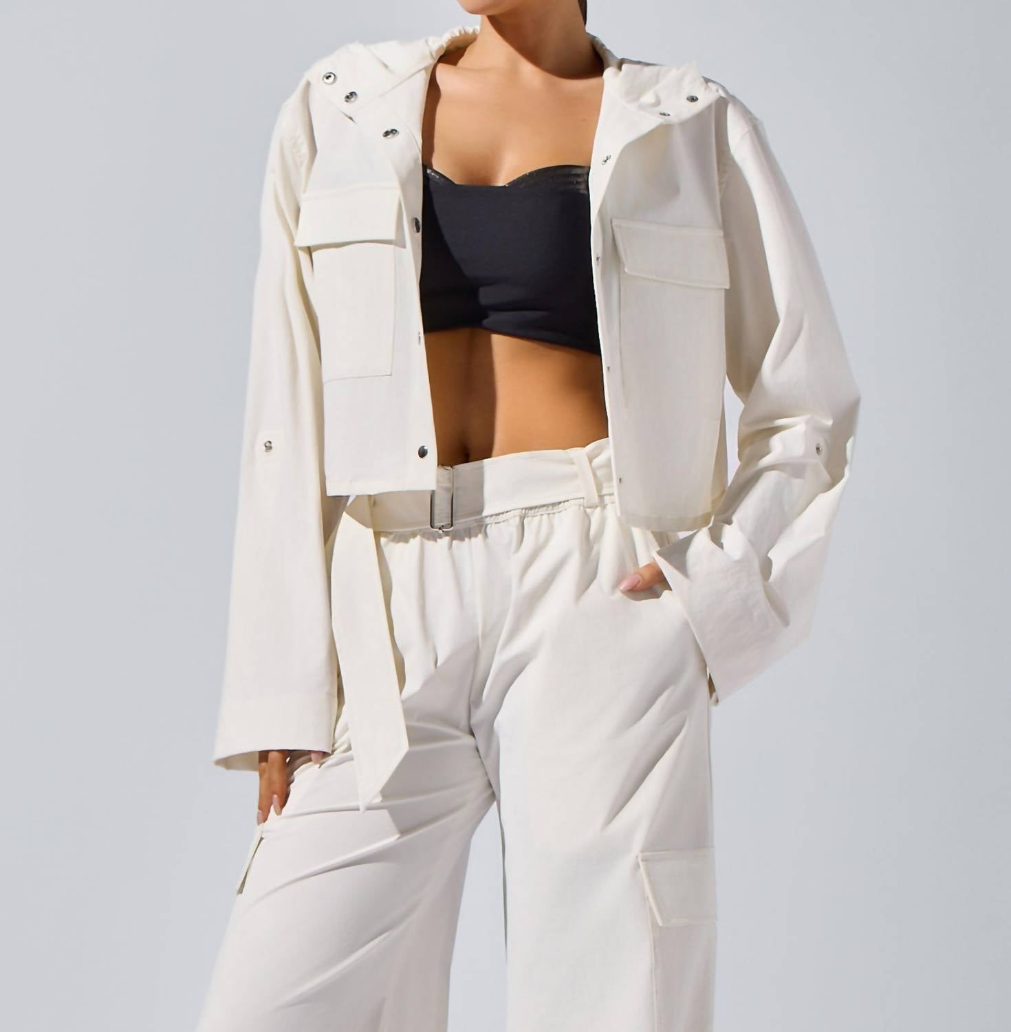 HEROINE SPORT Ava Cropped Jacket in white - women's jacket - alternate view