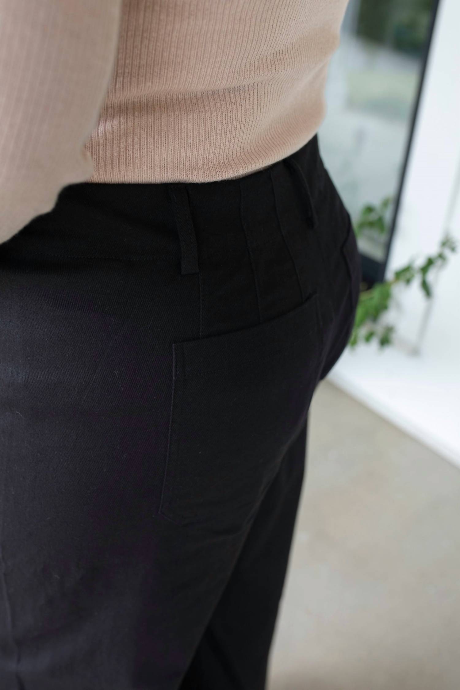 ee:some Cotton Blend Wide Leg Pants - Plus in black - women's pants - detail view