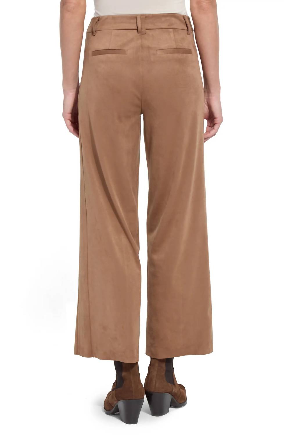 Lysse Vionette Faux Suede Wide Leg Pants in lux camel - women's pants - detail view