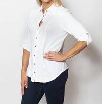 Sno Skins - Seersucker Knit Matching Thread Button Shirt