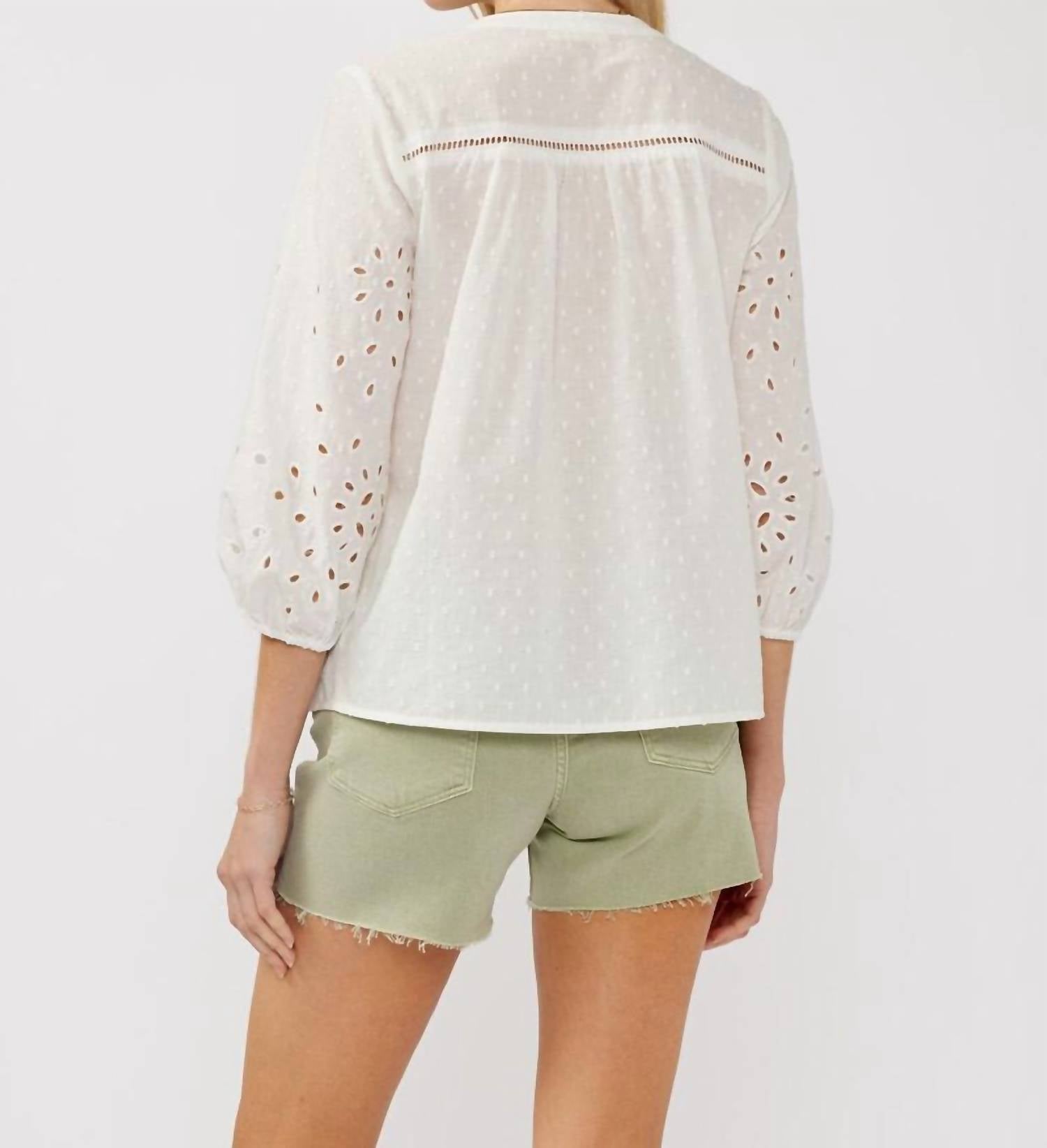 LOVESTITCH Solene Button Down Blouse in white - women's blouse - alternate view