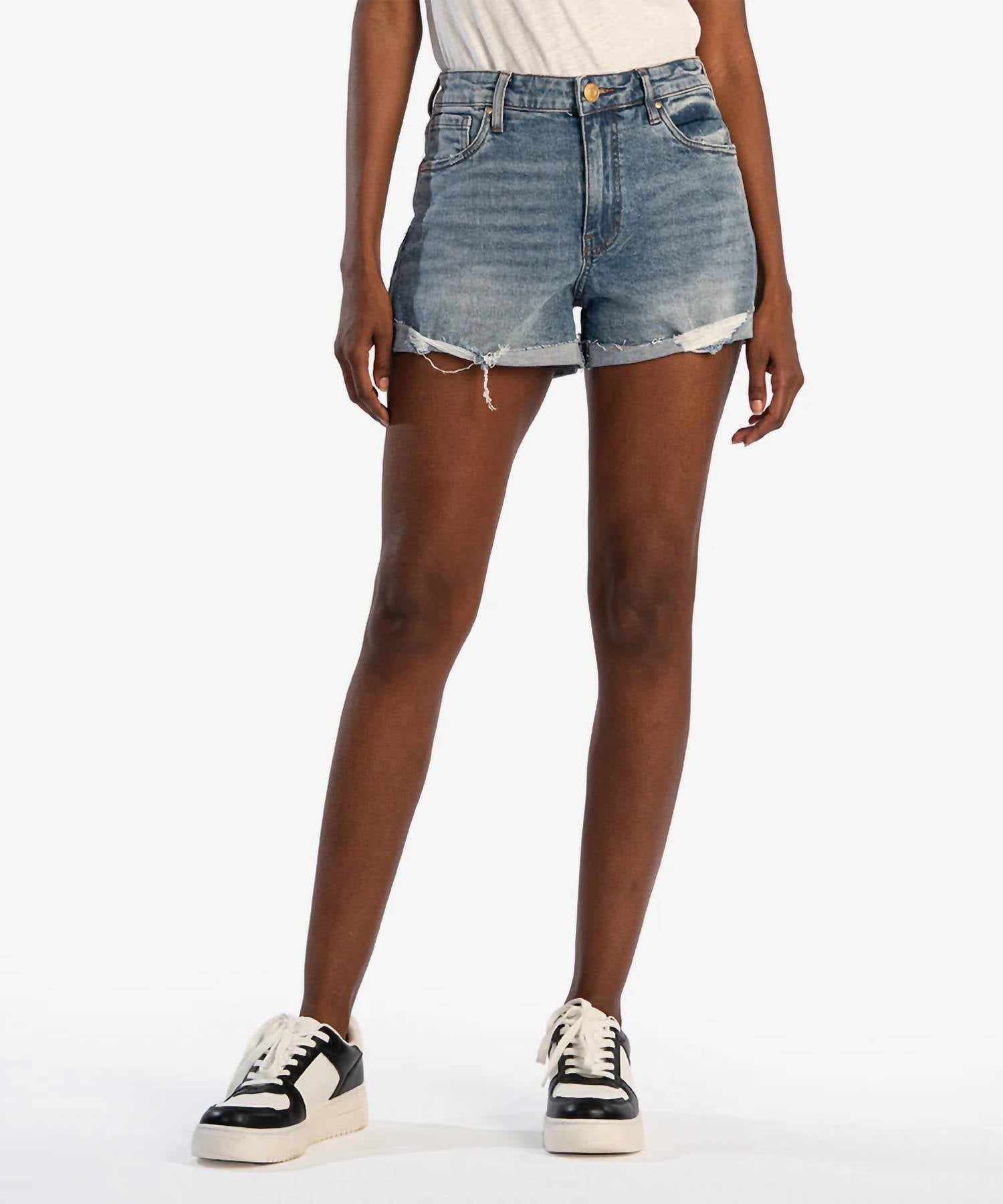 Kut From The Kloth - Women's Jane High Rise Short With Roll Up Fray Hem