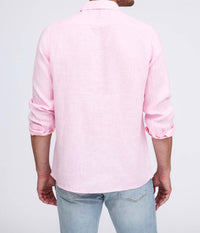 Raffi Pure Linen Long Sleeve Shirt in pink - men's shirt - view 5
