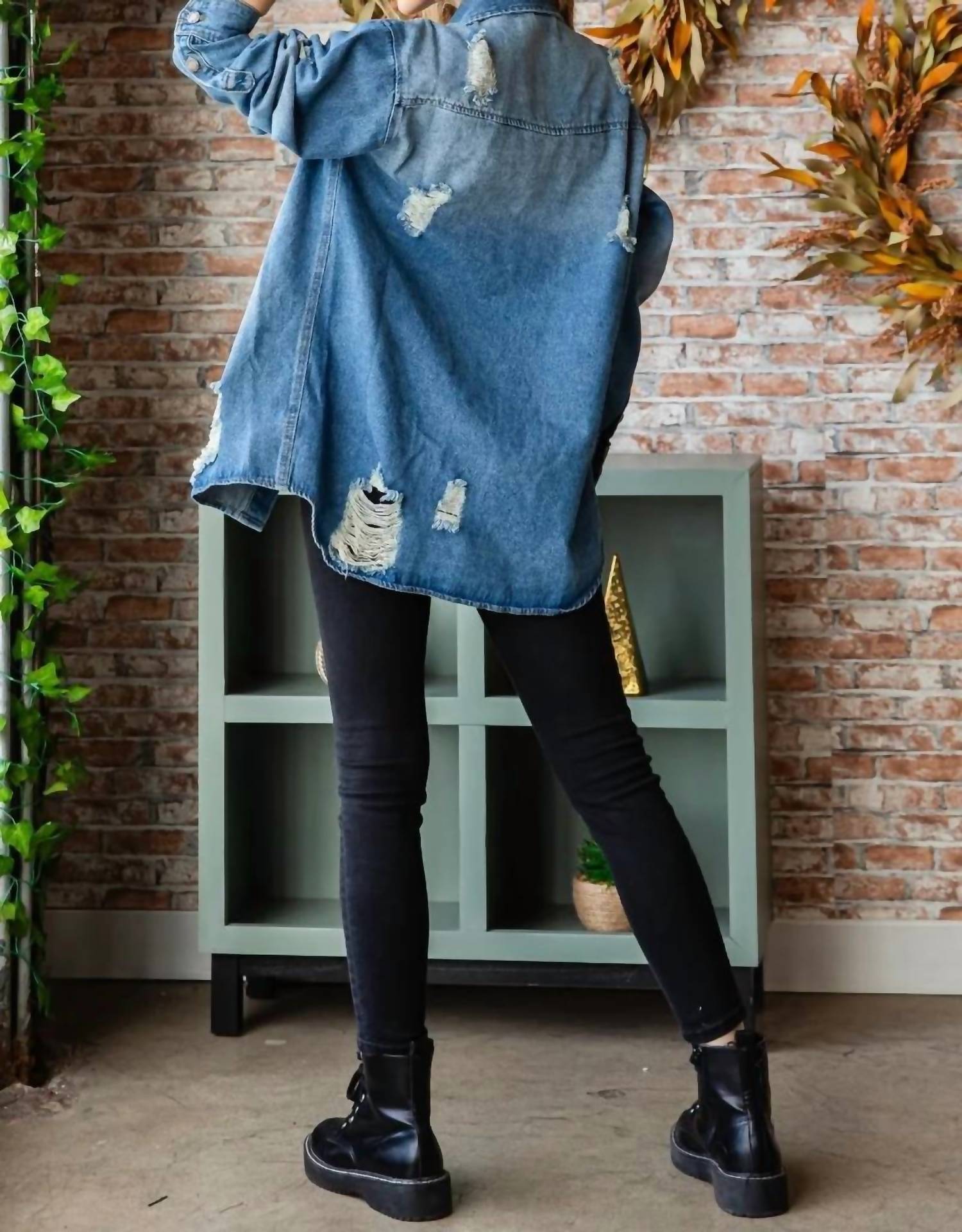 Vervet By Flying Monkey - Distressed Denim Shaket