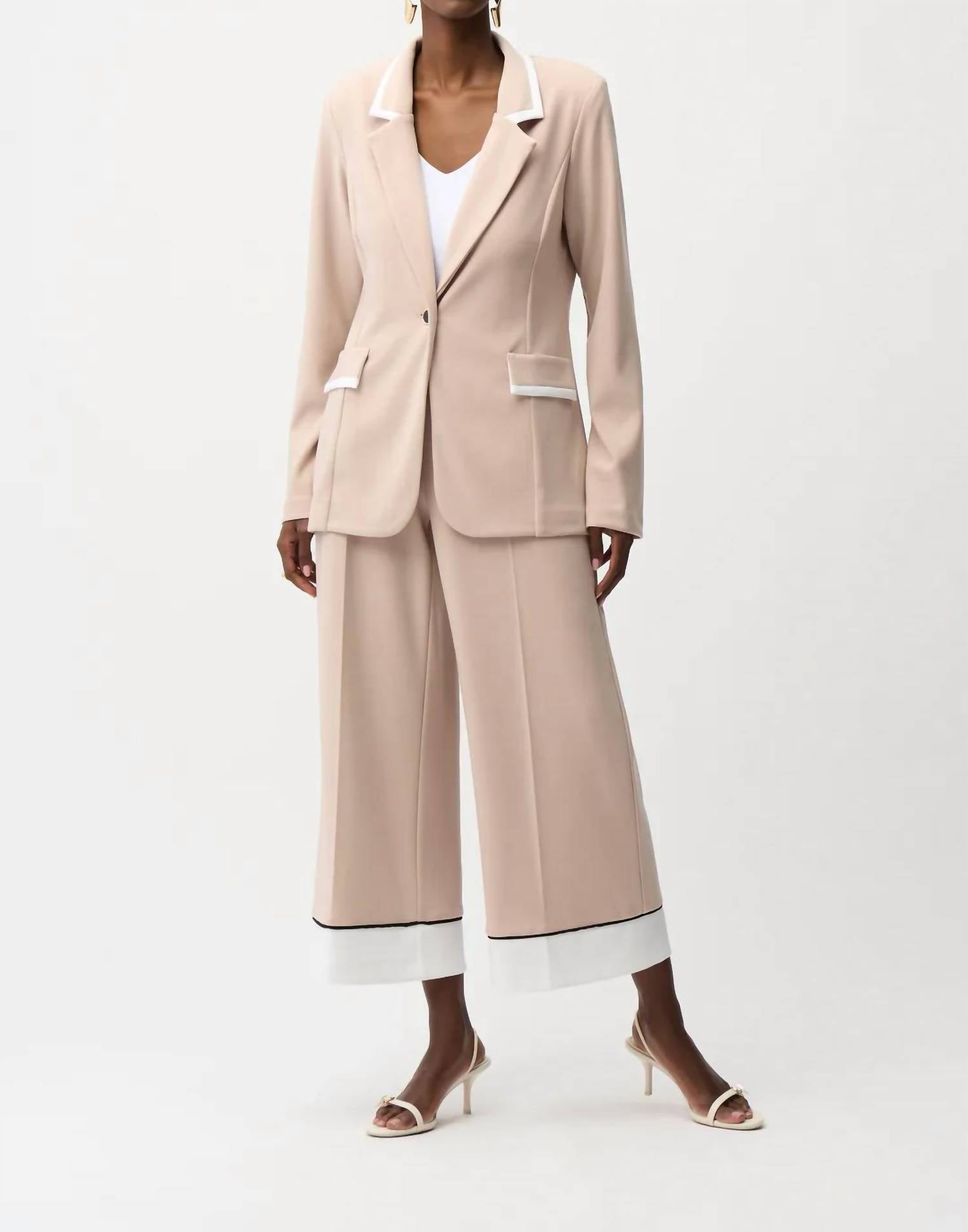 Joseph Ribkoff - Contrast Trim Long Sleeve Blazer