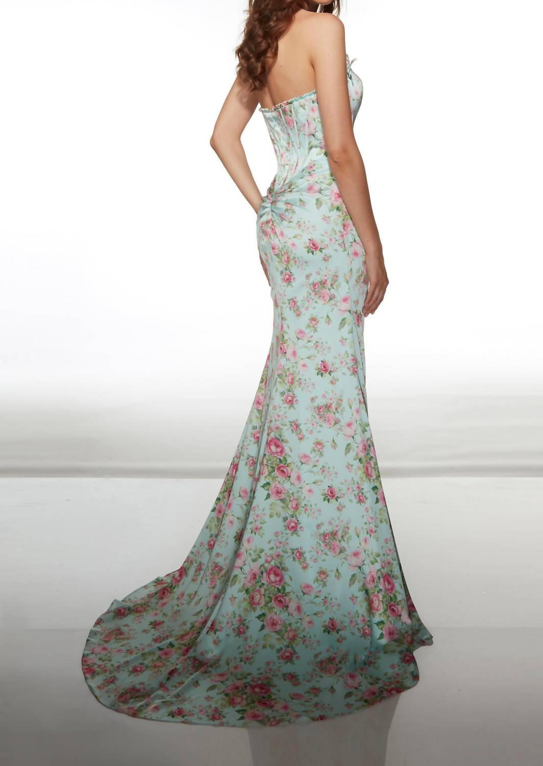 Alyce Paris - Floral Mermaid Gown With High Slit