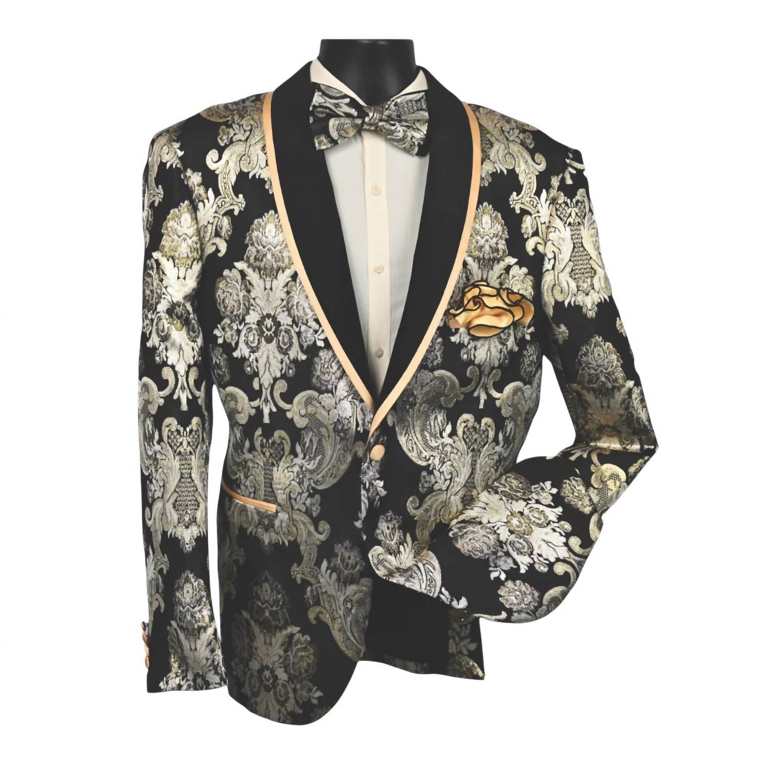 Mazari - Men's Metallic Blazer With Bow Tie