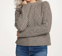 PENDLETON Fisherman Wool cable sweater in grey - women's cardigan