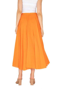 M made in Italy Woven Skirt in italy woven skirt in tangerine - women's skirt - alternate view