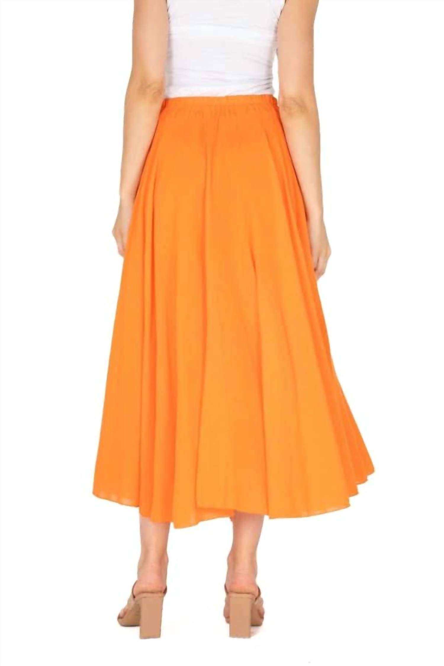 M made in Italy Woven Skirt in italy woven skirt in tangerine - women's skirt - alternate view