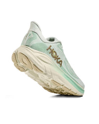 Hoka Women's Clifton 10 Running Shoes in sea glass jadeite - women's sneaker - detail view